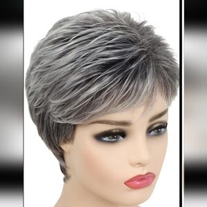 Stylish Dark Roots Gray Mixed Short Pixie Synthetic Hair Wig